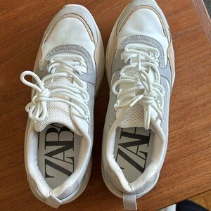 Zara platform sneakers beige/grey/white - like new; size 40